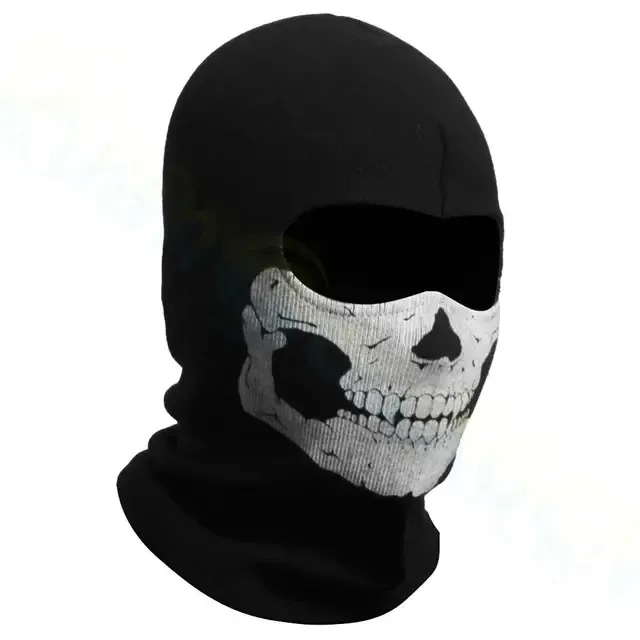 Fahrrad-Sturmhaube, Vollgesichtsmaske, Totenkopf-Druck, Motorrad-Vollgesichtsmaske, winddicht, Skifahren, Kopf-Nackenwärmer, Fahrradhelm_voghion.com