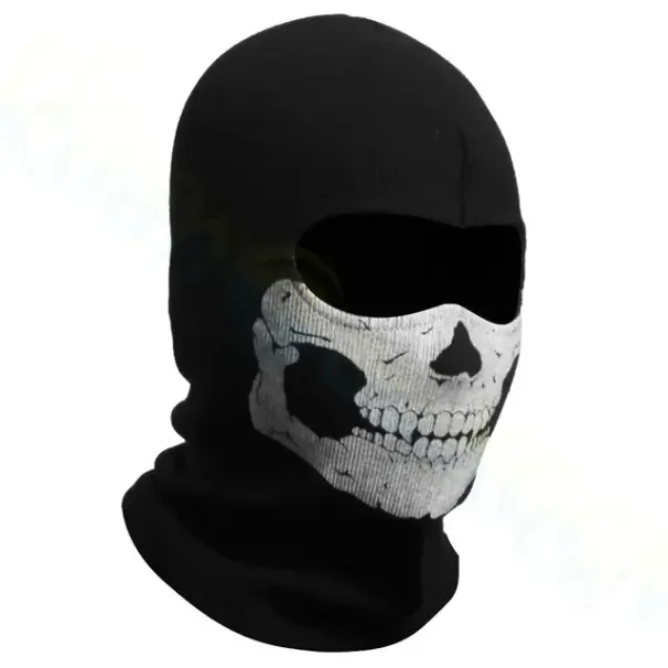 Fahrrad-Sturmhaube, Vollgesichtsmaske, Totenkopf-Druck, Motorrad-Vollgesichtsmaske, winddicht, Skifahren, Kopf-Nackenwärmer, Fahrradhelm_voghion.com