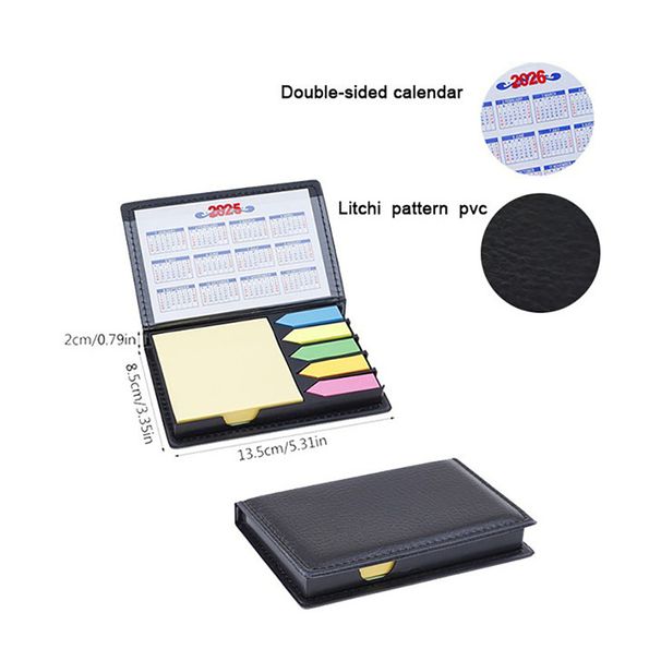 Professional Pu Sticky Notes Organizer With Calendar, 6-Color Index Tabs, 600 Sheets Ideal For Office, Business Gifts & Daily Planning_voghion.com