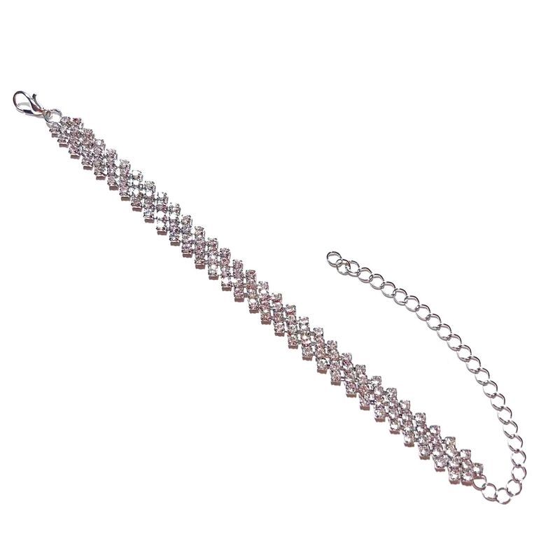 2024 New Rhombus Rhinestone Simple Inlaid Cross Foot Jewelry Fashion Accessories Anklet_voghion.com