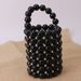 2021 Summer Acrylic Transparent Round Bucket Solid Color Black Bead Handbag British London Fashion Bag For Women_voghion.com