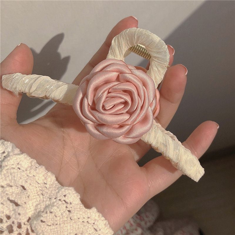 Rosa Kamelie Greifer Clip ~ Super Unsterblich Haar Greifer Süße Mädchen Stoff Rose Haarnadel Hai Clip Frühling Haar Zubehör_voghion.com