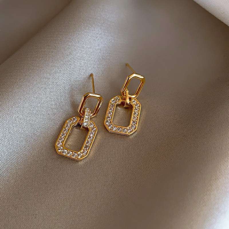 Silber Nadel Koreanische Personalisierte Modische Design Mit Diamant Einbettung Geometrische Net Rot Temperament Ohrringe, Ohrringe Für W_voghion.com