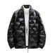 Men’s Slim-Fit Winter Coat – Glossy Stand Collar Puffer Jacket | Korean Style | Polyester Shell | Side Pockets | Stylish Quilted Design_voghion.com