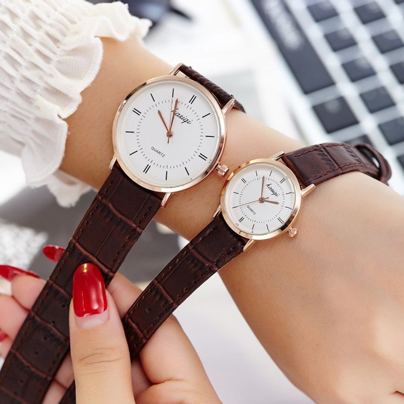 Korean version fashion men's couple student belt casual watch, women's ultra-thin watch_voghion.com