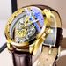Men's Stainless Steel Skeleton Automatic Watch With Luminous Hands, Water Resistant 30M, Round Dial, Mineral Glass, Fashion Casual Dress Watch_voghion.com