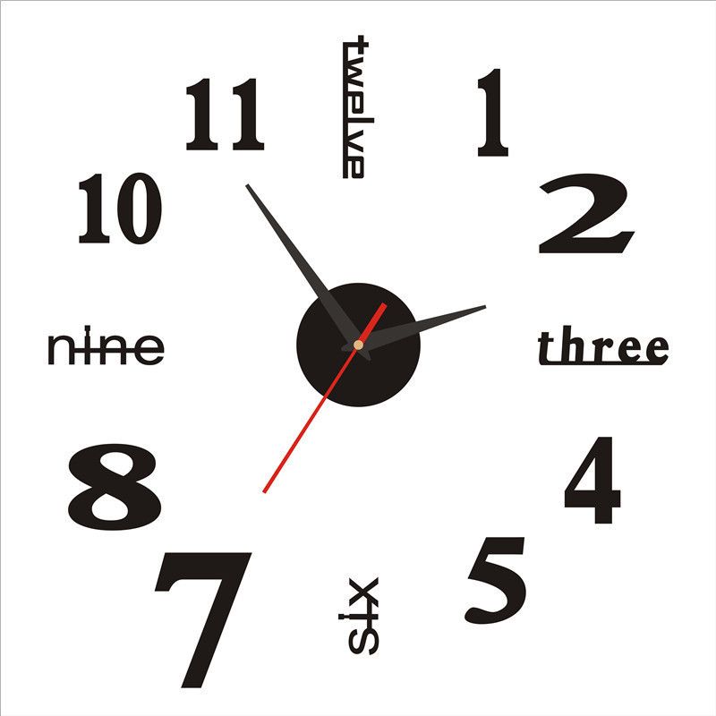 Silent Sweep Wall Clock – Peel & Stick Noiseless DIY Clock For Living Room, Bedroom & Office (Modern Acrylic Design, Glow-in-Dark Numbers, 4 Sizes)_voghion.com