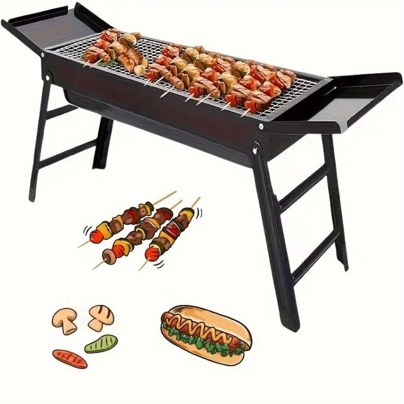 23' Lightweight Charcoal BBQ Grill, Collapsible Stainless Steel Design For Picnics &amp; Beach Parties - Portable Outdoor Grill With Detachable Grat_voghion.com