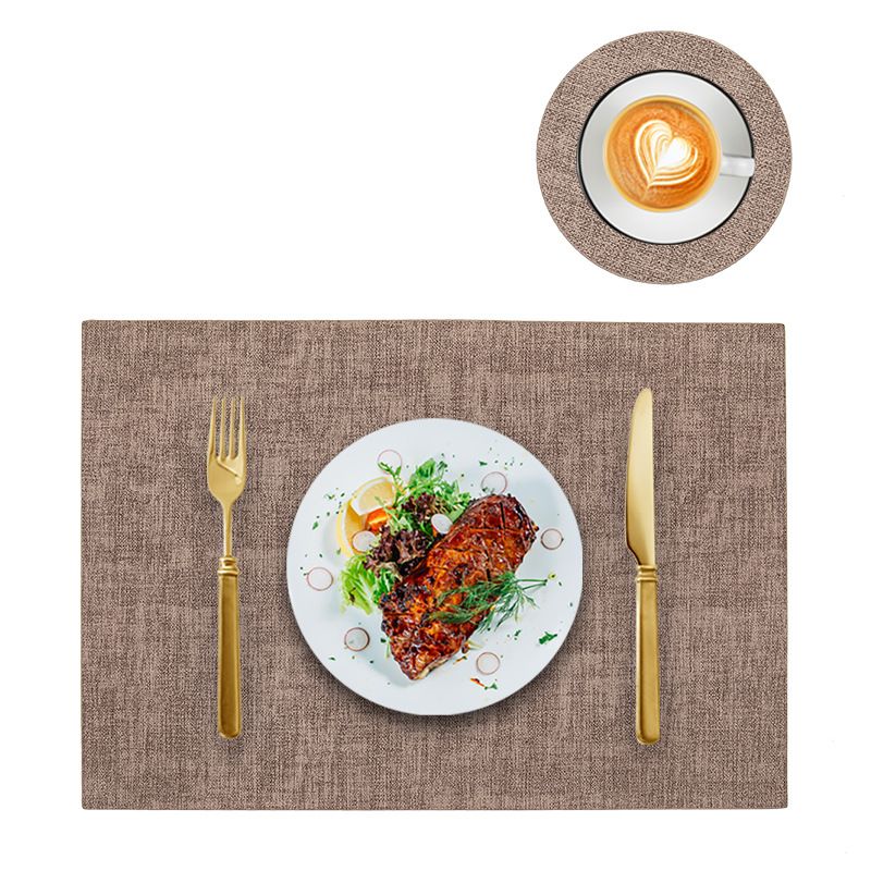 Set tafelmatten (6-delig) - Waterdichte en hittebestendige tafelmatten (leerlook, oliebestendig, antislip, vierkant ontwerp voor eettafel)_voghion.com