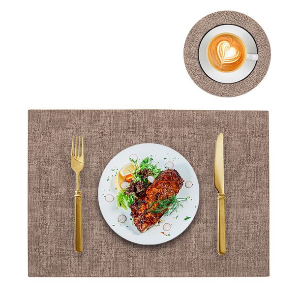 Set tafelmatten (6-delig) - Waterdichte en hittebestendige tafelmatten (leerlook, oliebestendig, antislip, vierkant ontwerp voor eettafel)_voghion.com