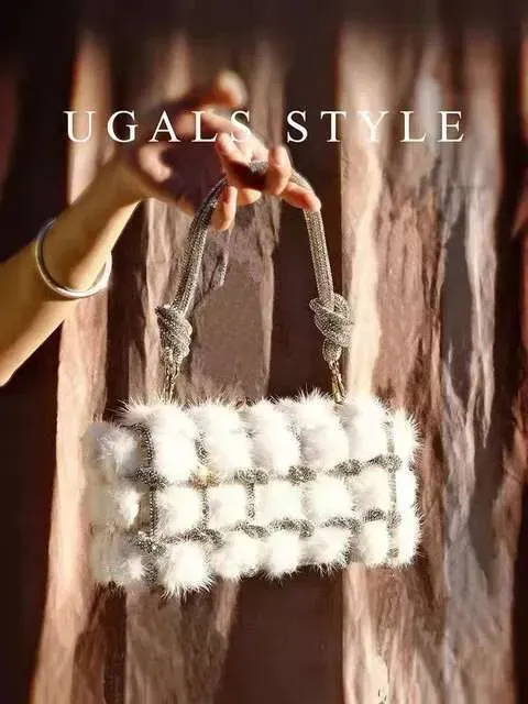 Hierscht Nerz Hoer Acryl Box Glitter Seel Geknüpft Handgemaach Owend Fraen Handtasche Hochzäitsfeier Clutch Täsch Schëller_voghion.com