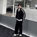 Sports Suit Men's Retro American Heavy Spring And Autumn Sweater Cardigan Jacket Striped Sweatpants Trendy Brand Set Matching_voghion.com