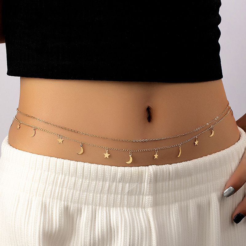 Chaîne de corps tendance et sexy, version coréenne, style simple, lune, étoile, taille, niche féminine_voghion.com