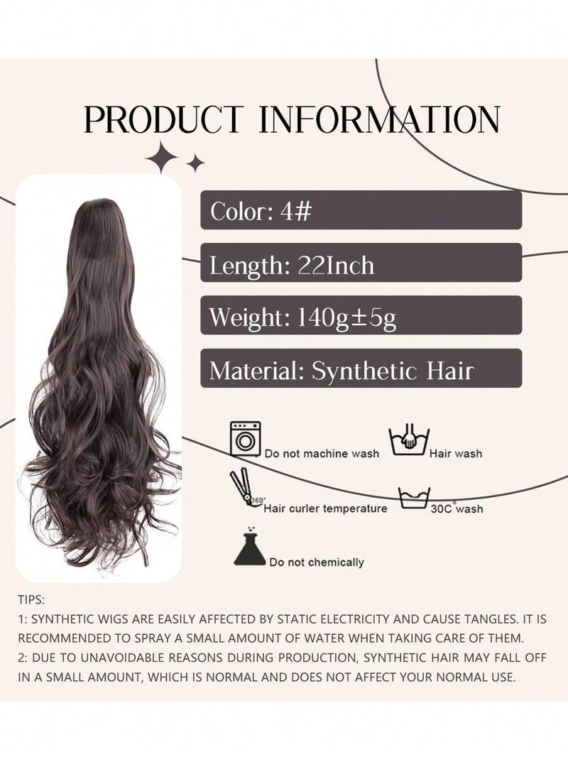 Offerte Speciali Synthetic Heat Resistant 22inch Long Curly Pony Tail In Hair Straight Claw Clip On Ponytail Extension_voghion.com