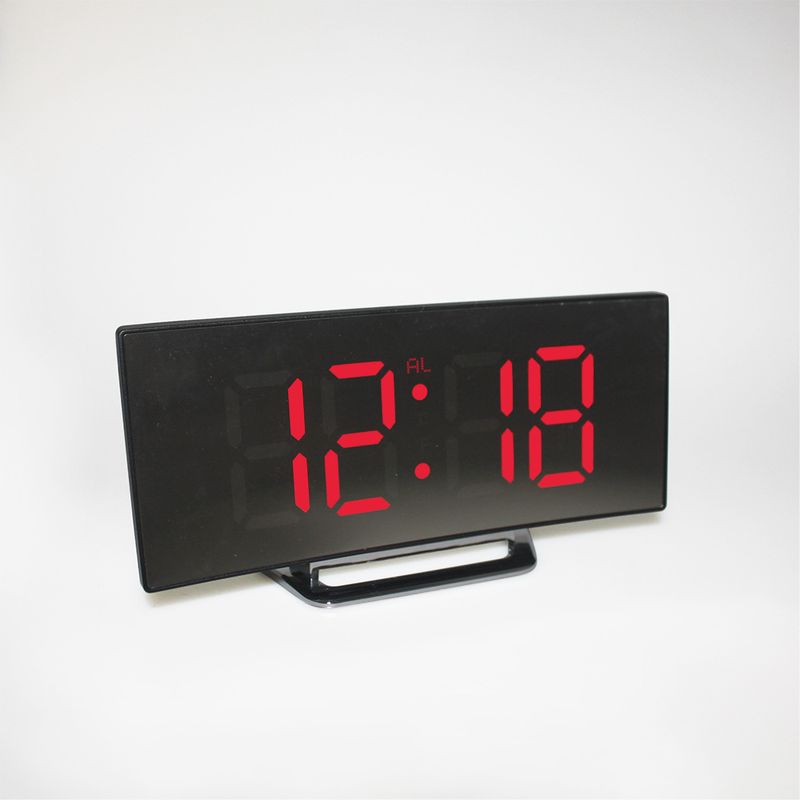 Réveils électroniques créatifs à grand écran incurvé LED avec miroir électronique et réveil silencieux_voghion.com