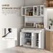HOMCOM 71' Tall Kitchen Pantry Storage Cabinet With Microwave Stand, Freestanding Buffet With Hutch, 2 Drawers, 5 Doors, Adjustable Shelves And Glas_voghion.com