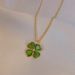 Lucky Four-Leaf Clover Necklace For Women Gold-Plated Cat's Eye Delicate Petal Collarbone Chain Simple Elegant New Style_voghion.com
