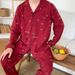 2024 neuer Internet-Promi-Herbst aus reiner Baumwolle, lässiger und festlicher Pyjama für Hochzeitspaare, einfaches zweiteiliges Home-Outfit_voghion.com
