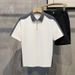 Men's Clothing New Color Matching Loose Half Zipper Short Sleeved Tops Summer Casual Polo Shirt Tops_voghion.com