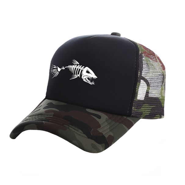 Fishbone Trucker Cap Männer Angeln Skelett Fisch Knochen Baseball Caps Unisex Mesh Net Hüte MZ-496_voghion.com