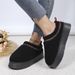 Winter Slip-On House Shoes With Faux Fur Lining, Thick Rubber Sole, Ethnic Embroidery, Cozy Indoor/Outdoor Slippers (Brown/White/Black/Beige)_voghion.com
