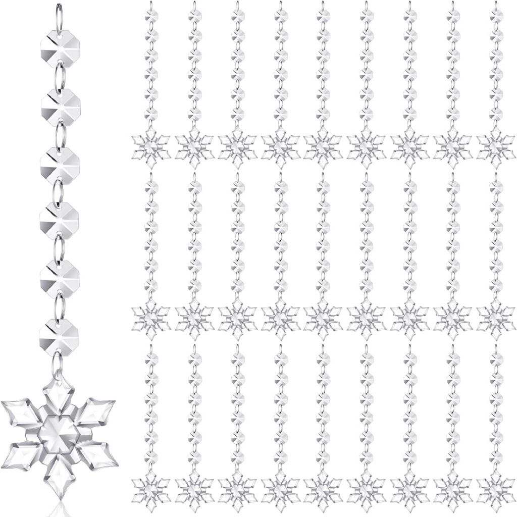 Cross-Border Transparent Crystal Bead String Hat Snowflake Ice Christmas Tree Decoration Wedding Lighting_voghion.com