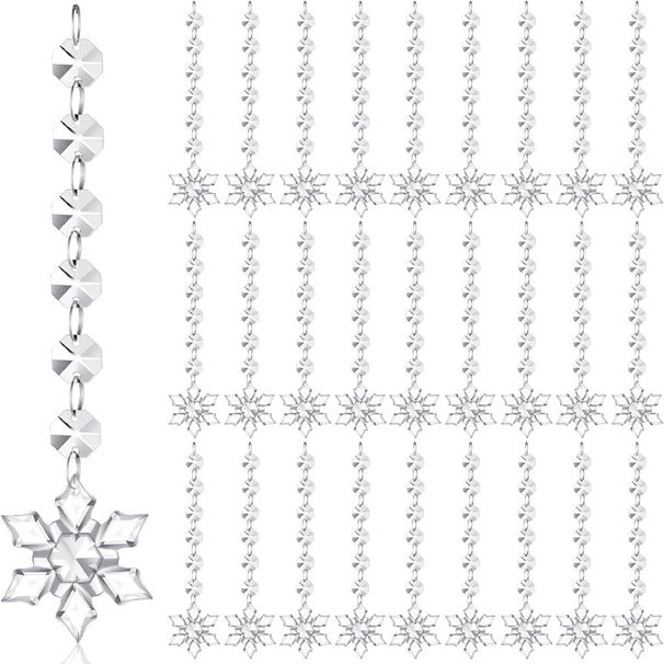 Cross-Border Transparent Crystal Bead String Hat Snowflake Ice Christmas Tree Decoration Wedding Lighting_voghion.com