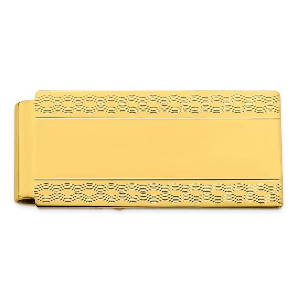 Gold-plated Kelly Waters Patterned Edge Hinged Money Clip_voghion.com