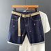 Summer New Trendy Belt Labeling Fashionable Boys' Shorts Simple, Casual, Versatile, Micro Elastic Half Cut Cowboy Mid_voghion.com