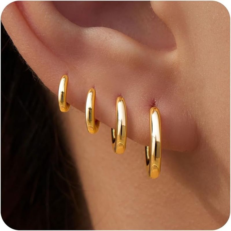 Aurora Atelier 4Pair/set Stainless Steel Circle Hoop Earrings For Women Classic Small Helix Hoops Loop Ring Huggie Cartilage Piercing Jewelry_voghion.com