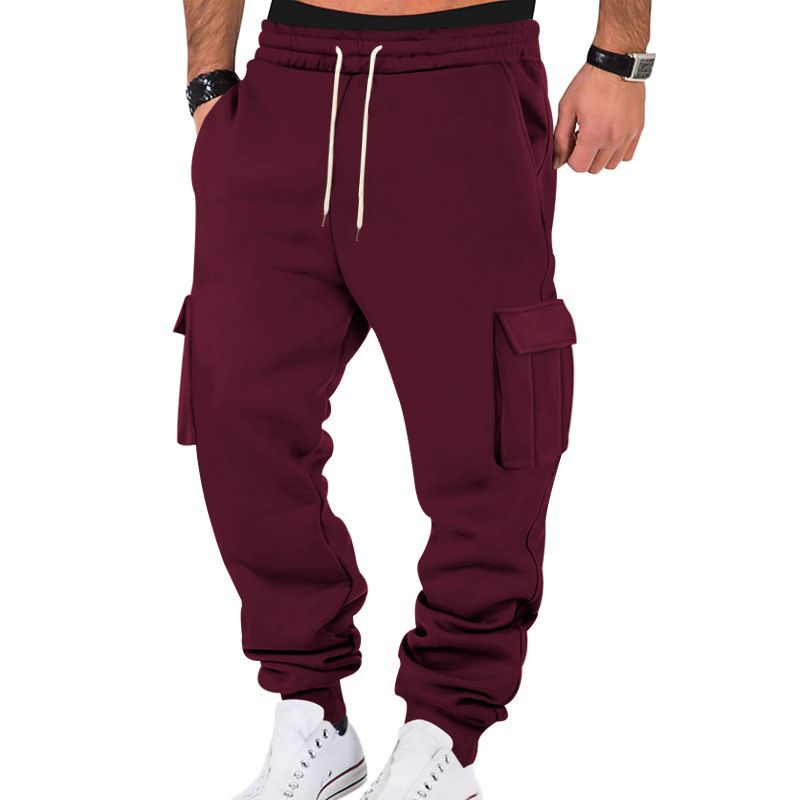 Herrenbekleidung, Freizeit-Overalls, Cargohose mit mehreren Taschen, Fleecefutter und Kordelzug in der Taille – 10 Farben, mehrere Taschen, Freizeit- und Arbeitskleidung (S-XXXL)​_voghion.com