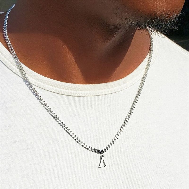 New 26 Alphabet For Men Initial Pendant Creative Clavicle Chain Hip Hop Style Necklace Jewelry_voghion.com