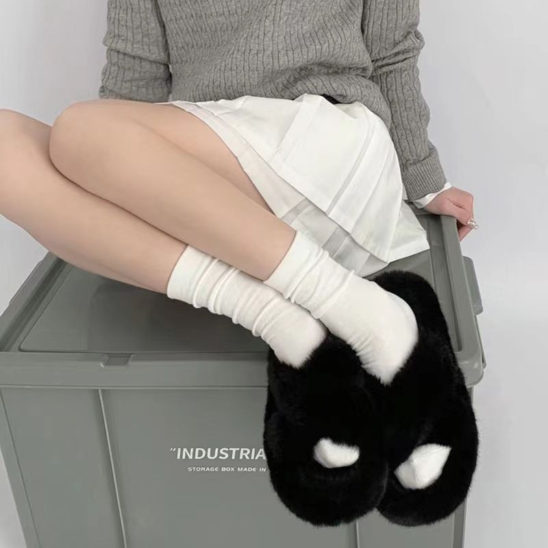Chaussettes post-partum, mi-mollet en pur coton pour hommes et femmes, fines et tendance, style été, chaussettes unies noires et blanches_voghion.com