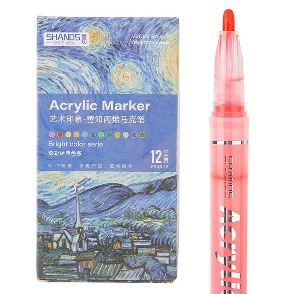 24-Color Acrylic Paint Markers Set - Waterproof, Quick-Drying, Vibrant Colors For DIY Art, Graffiti, Sketching & School Supplies_voghion.com