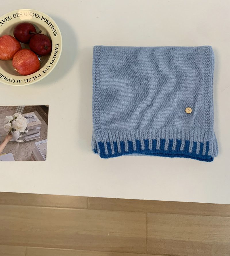 Wool Autumn Winter Atmosphere Color-Block Scarf For Women Versatile Warm Student Thick Neck Warmer Cold Protection 2024_voghion.com