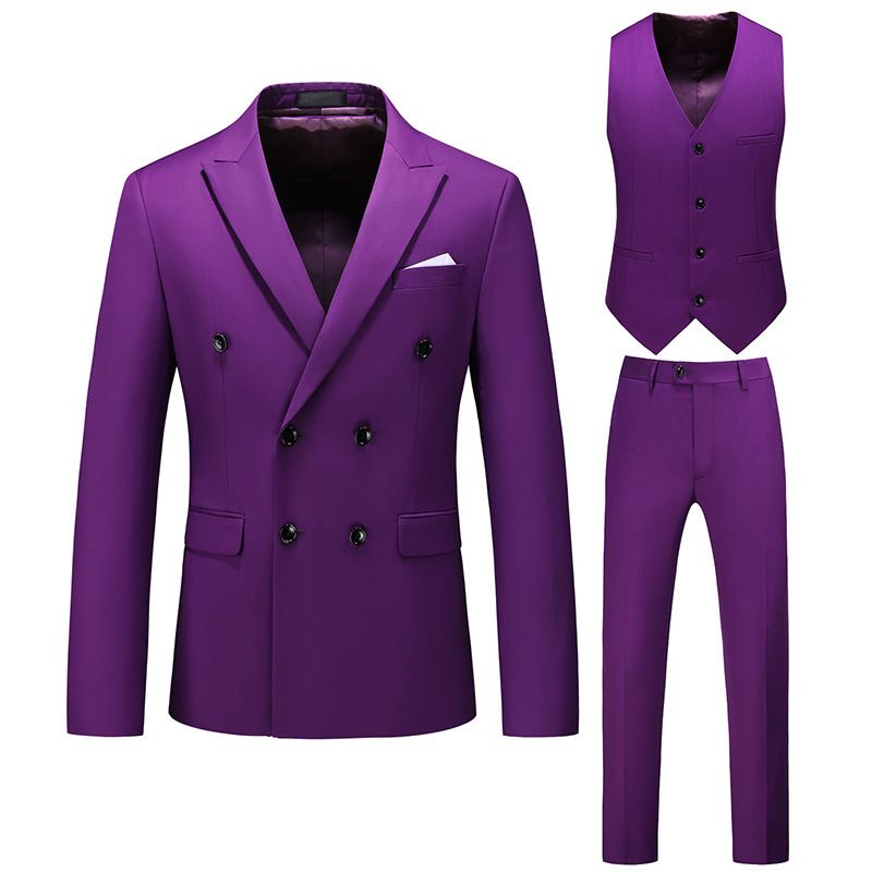 CT recommande principalement ce costume trois pièces croisé décontracté pour homme, coupe grande taille, ajouré, 7110_voghion.com