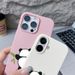 Custodia in pelle con texture a forma di panda dei cartoni animati per iPhone 16 15 14 Pro Max 13 12 Pro Max 11, antiurto, in silicone morbido TPU opaco_voghion.com