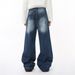 Herrenbekleidung Herbst Neuankömmlinge Retro Multicolor Distressed Weiß Weites Bein Gerade Jeans Trend_voghion.com