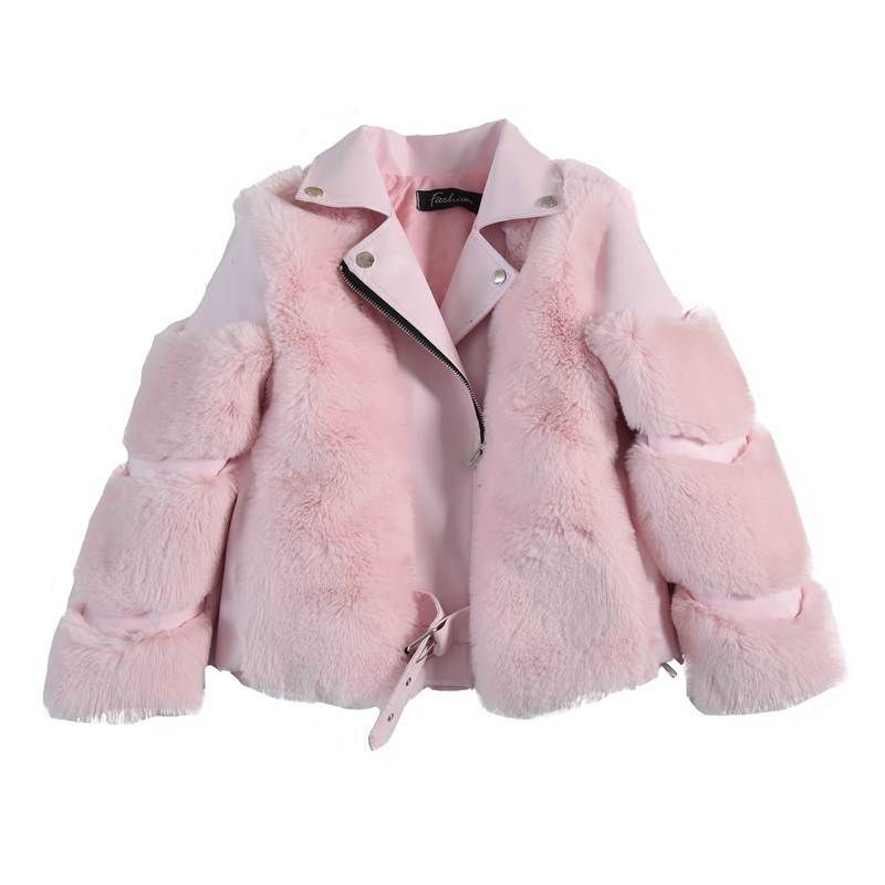 Autumn And Winter Boys And Girls Imitation Fox Fur Coat Children Warm Fur Coat Fashion Motorcycle Coat Thickened_voghion.com