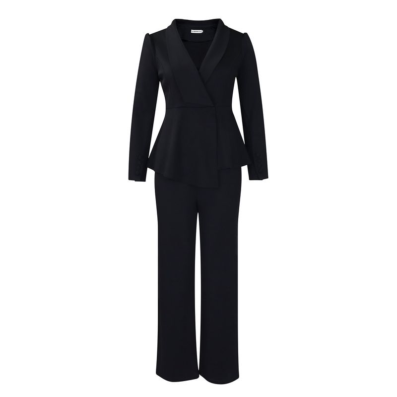 Îmbrăcăminte pentru femei Noua modă pentru femei Temperament Elegantă cu volană Top cu mâneci lungi Pantaloni largi_voghion.com