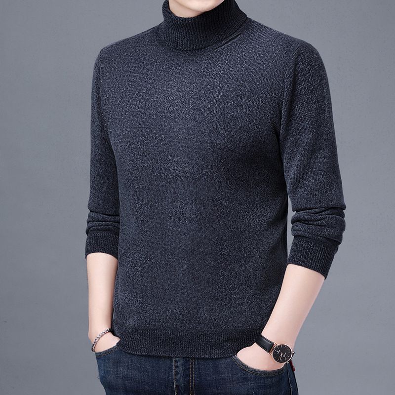 Maglione a collo alto in peluche da uomo, in ciniglia, invernale, caldo, di colore solido, per uomini di mezza età e giovani, in peluche, spesso_voghion.com
