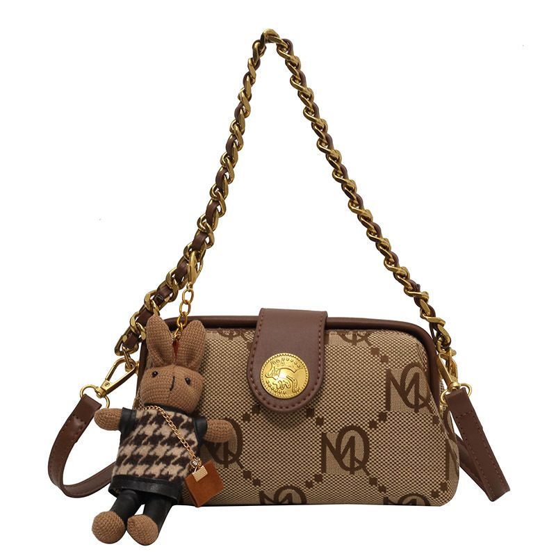 Stili di borsa caldi su Facebook Borse per le donne 2024 Autunno Nuova borsa a tracolla in tela strutturata coreana alla moda Borsa a tracolla a catena in stile occidentale alla moda_voghion.com