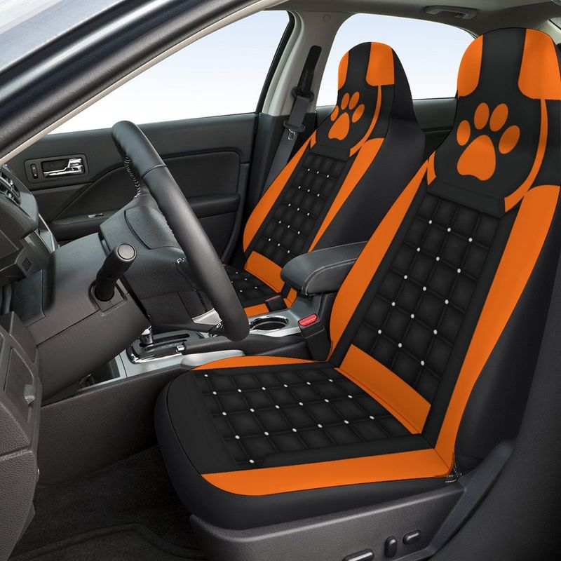 1 stuk oranje grote voetafdruk print universele auto enkele stoel bestuurdersstoel universele stoelhoes autobenodigdheden_voghion.com