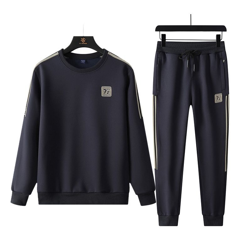 vêtements pour hommes pull costume pour hommes plus gros plus la taille gros lâche printemps et automne tempérament vêtements d'automne un ensemble complet de vêtements_voghion.com
