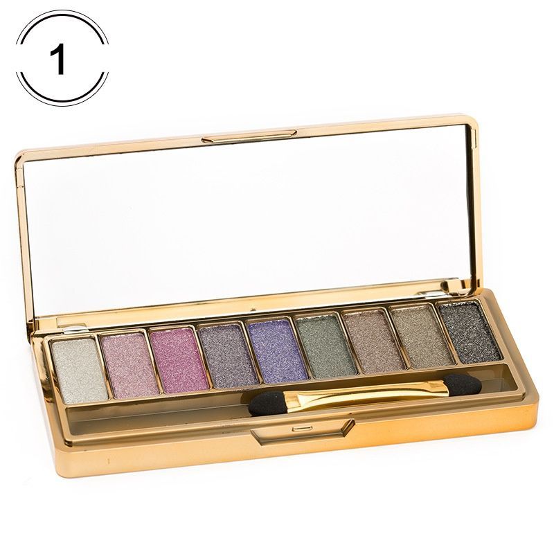 Palette de paillettes de fard à paupières de maquillage imperméable à l'eau de 9 couleurs avec brosse_voghion.com