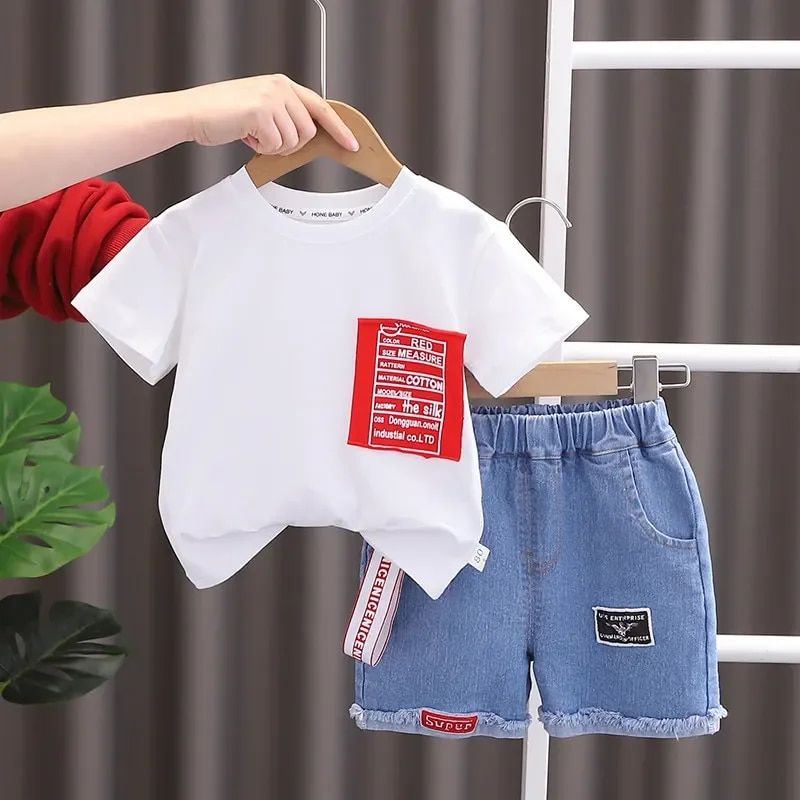 Copii îmbrăcăminte de vară nouă pentru copii mici băieți și copii mânecă scurtă cu litere casual tricou pantaloni la modă haine pentru sugari 2 buc/set_voghion.com