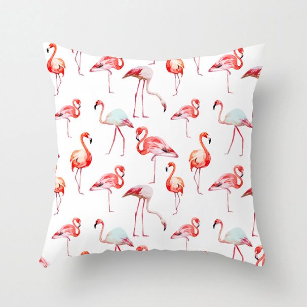 A pamut, lenvászon, flamingó párnahuzat rajzfilmnyomtatása nyáron egyszerű, párnahuzatra, otthoni kanapépárna alátétre támaszkodva._voghion.com