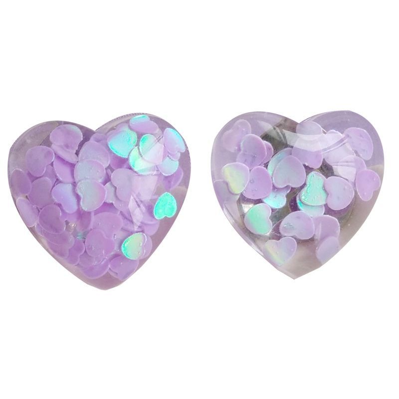 Fashion Heart Shape Resin Ear Studs_voghion.com