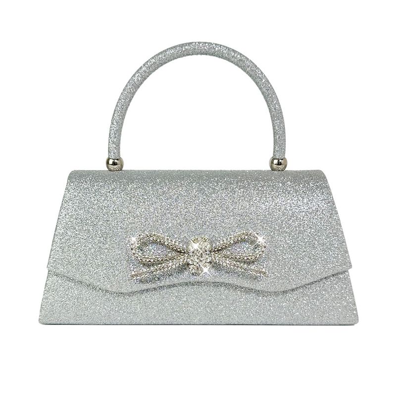 Borsa da sera con fiocco in strass, nuova, elegante, in polvere, con catena obliqua_voghion.com