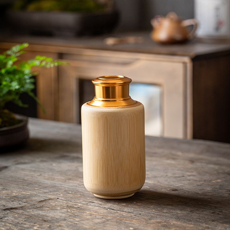 Contenitore per il tè in bambù sigillato fatto a mano in legno in stile cinese Contenitore per il tè in bambù portatile per uso domestico_voghion.com